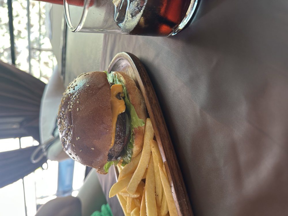 Burger klasik me djathë dhe patate frite në TOKË Lounge Tiranë