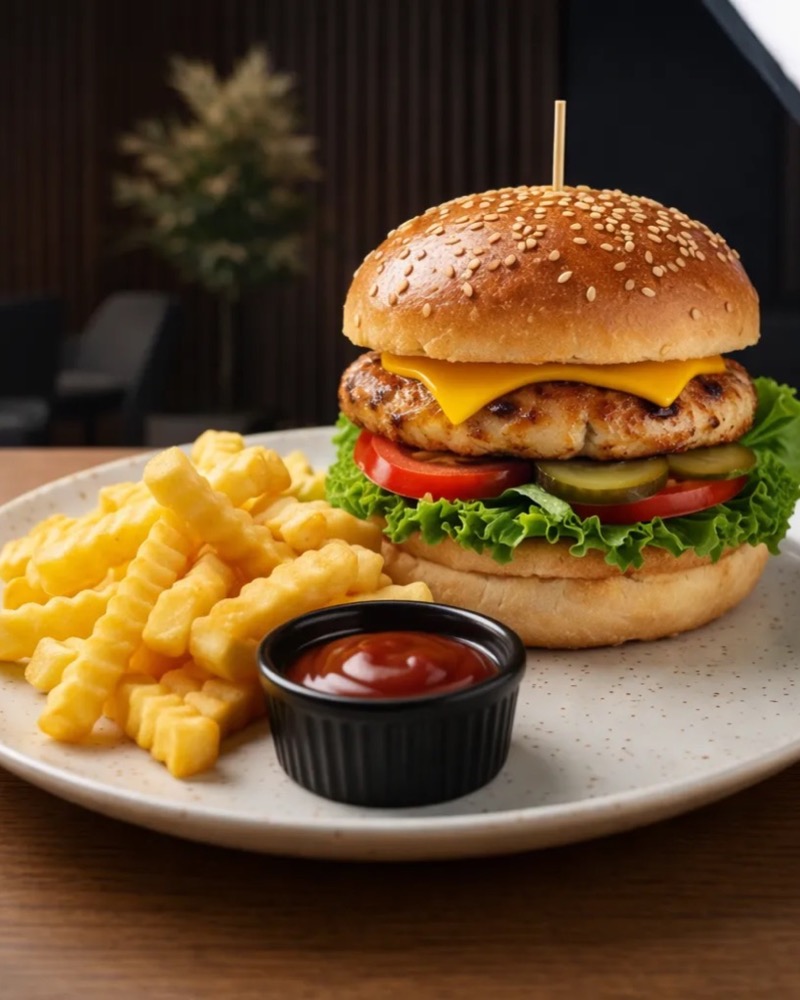 Chicken Burger në TOKË Lounge Tiranë