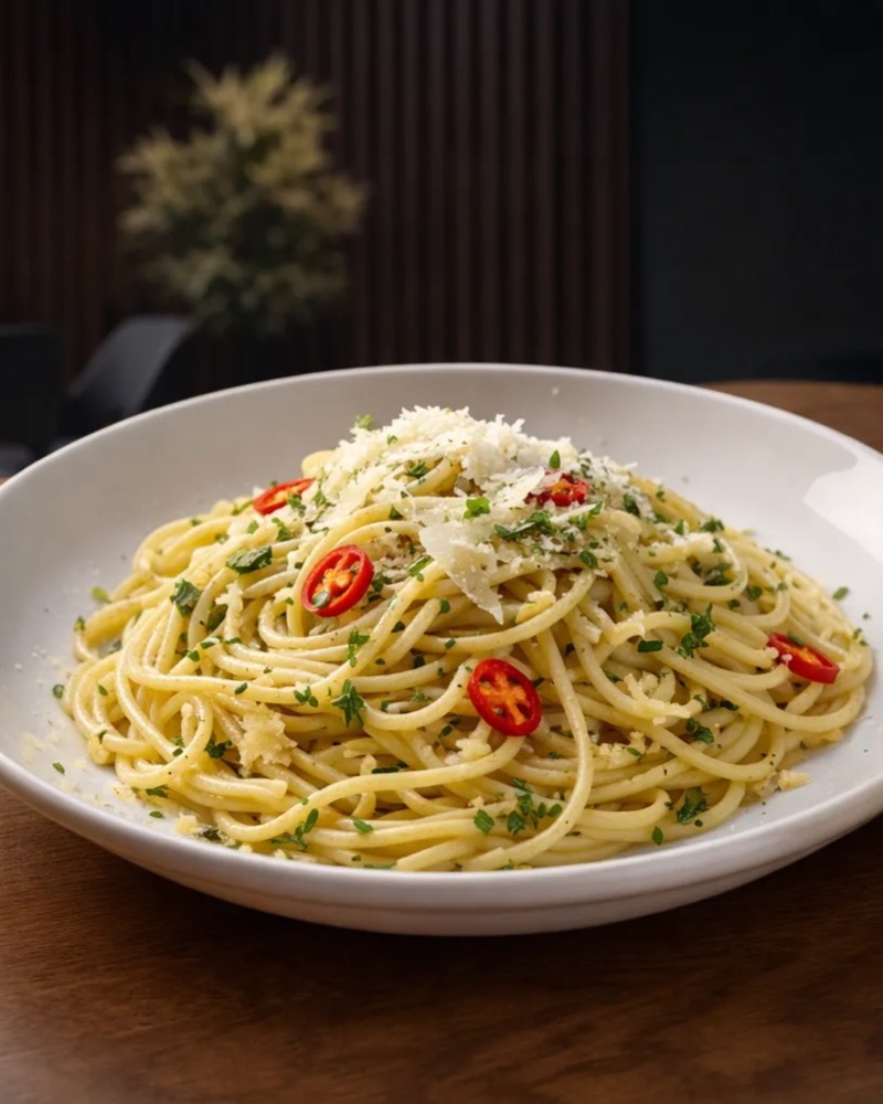 Spaghetti Aglio e Olio në TOKË Lounge Tiranë