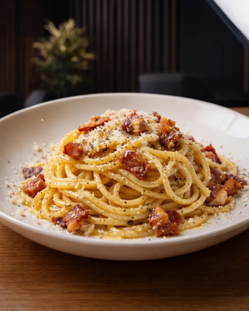 Classic Spaghetti Carbonara në TOKË Lounge Tiranë