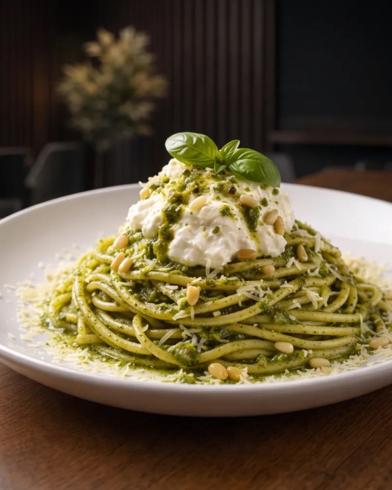 Spaghetti Pesto & Straciatella në TOKË Lounge Tiranë